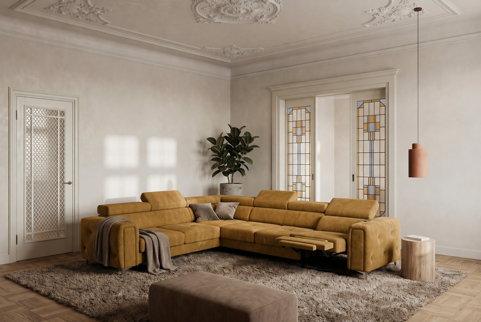 Ecksofa Orion I Relax Terra 48 Senf